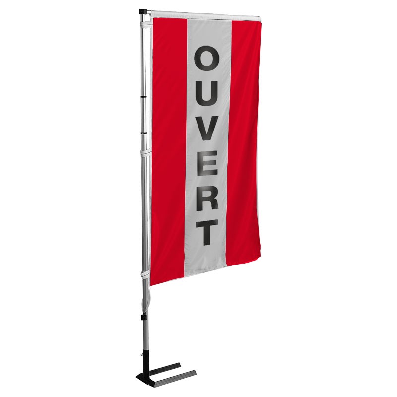 Kit complet drapeau avec mât et pied - Pavillon OUVERT