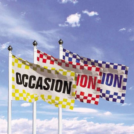 Drapeau Voiture 3,70 M Avec Mât 4 M Et Pied - Pour Concession Auto, Parking, événement - Résistant Aux Intempéries