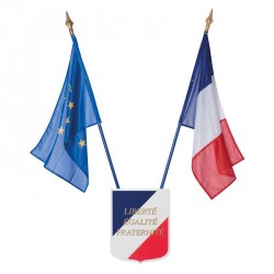 Kit écusson + drapeau France + drapeau Europe