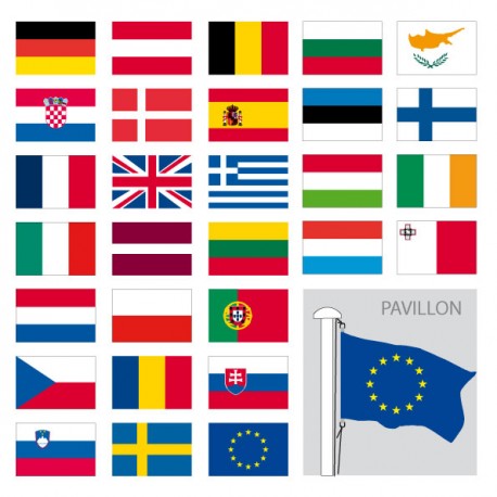 Kit des drapeaux de l'Europe, modèle pavillon