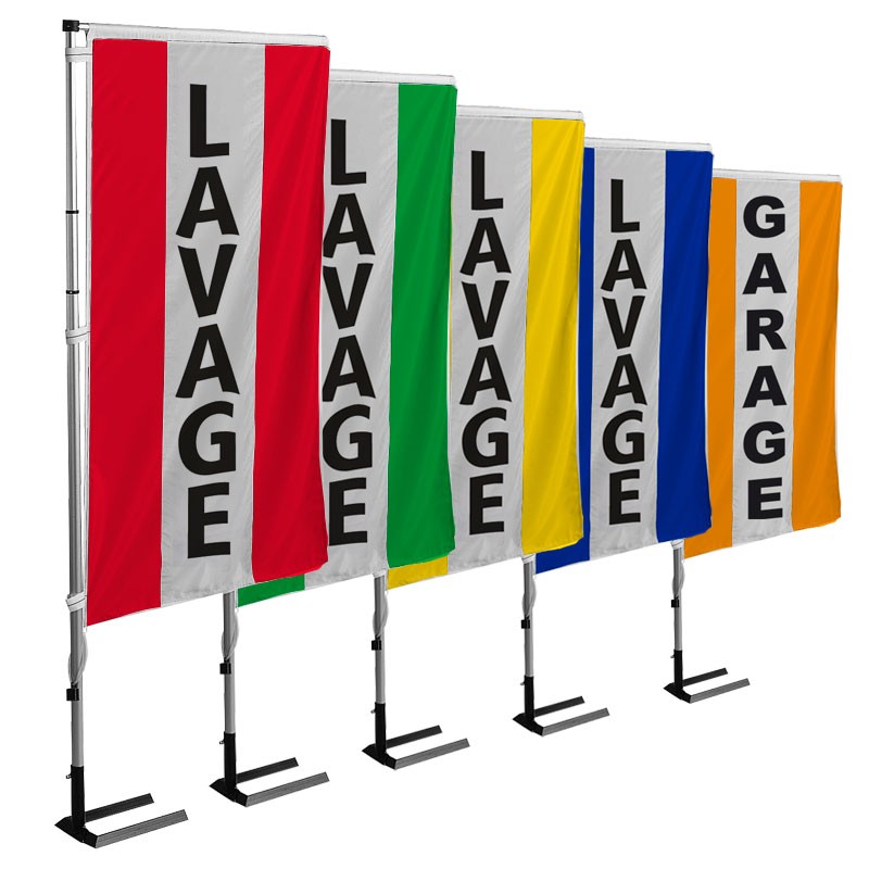 Kit complet drapeau avec mât et pied - Pavillon LAVAGE