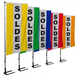 Kit drapeau SOLDES avec mât et pied autocal