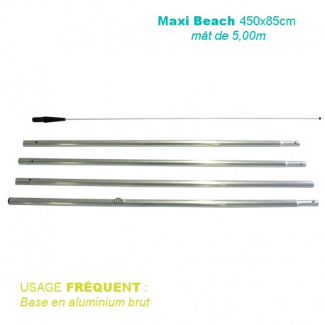 Mât Maxi Beach XL 5,00 m pour voile 450x85cm - usage fréquent