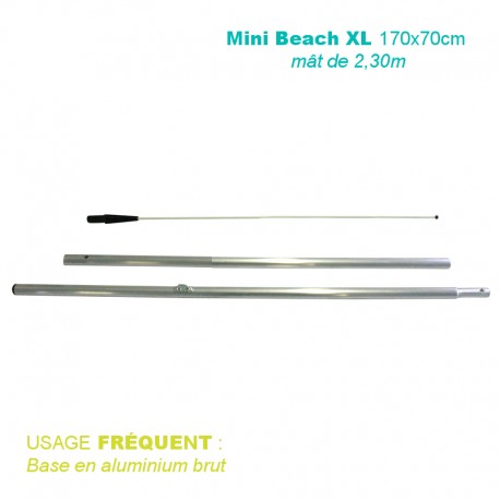 Mât Mini Beach XL 2,30m pour voile 170x70 cm - usage fréquent