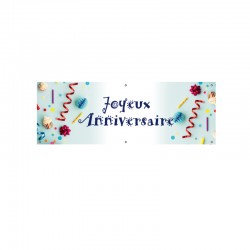 Bâche PVC JOYEUX ANNIVERSAIRE de couleur bleu