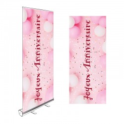 Kakémono Roll-up JOYEUX ANNIVERSAIRE ROSE 200x85cm