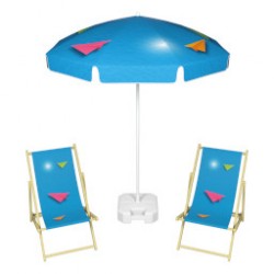 Kit SOLEIL composé de 2 transats et 1 parasol personnalisés