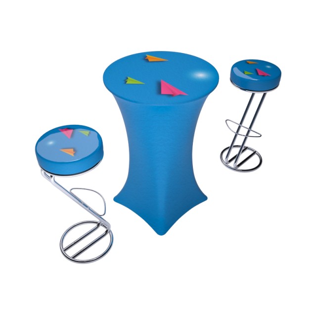 Kit café personnalisé complet : mange debout + 2 tabourets hauts
