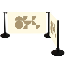 Barrière avec tissu publicitaire