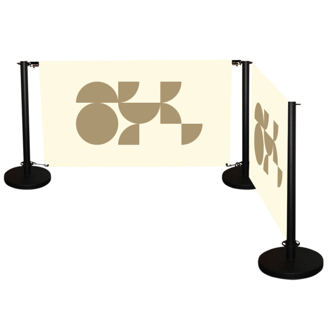 Barrière avec tissu publicitaire
