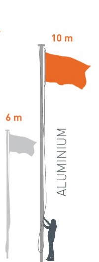 Mât pour drapeau cylindrique blanc en 2 parties